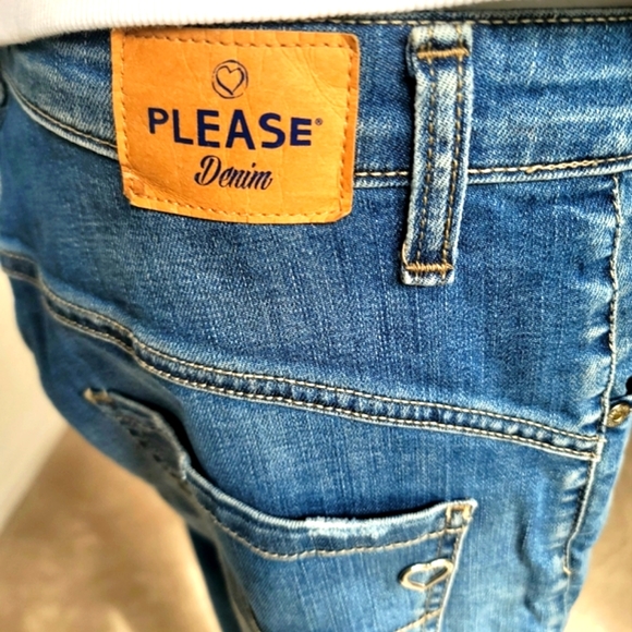 Please Denim Ribbed and Distressed with Metallic Star Size Medium - Picture 4 of 12